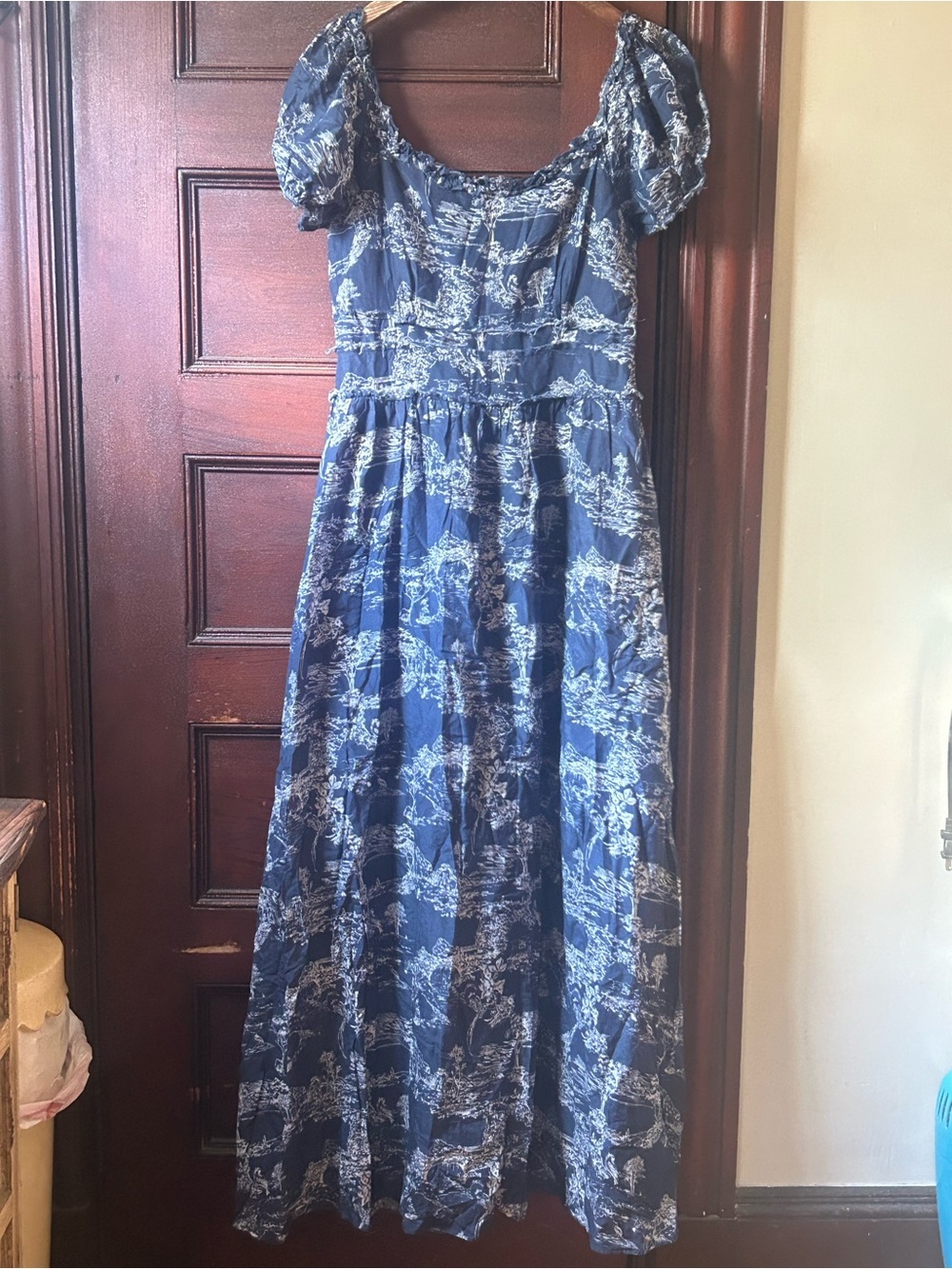 LoveShackFancy Bridget Frayed Maxi Dress Size 8 Puff Sleeve Cottagecore Romantic - Picture 6 of 12